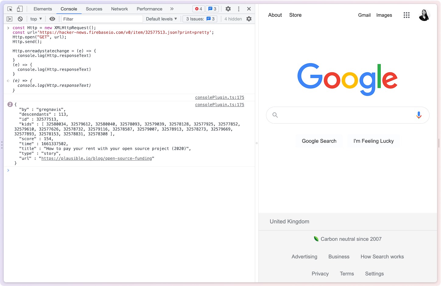 Using the built-in browser console as a JavaScript runtime environment